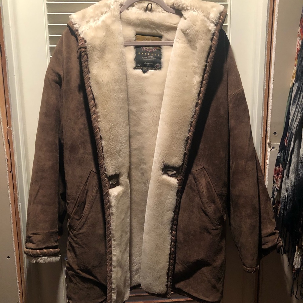 Fur Lined Suede Coat